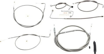 Harley Davidson FLS [LA CHOPPERS] – Standardní sada lanka/brzdového vedení s krytem z nerezové oceli