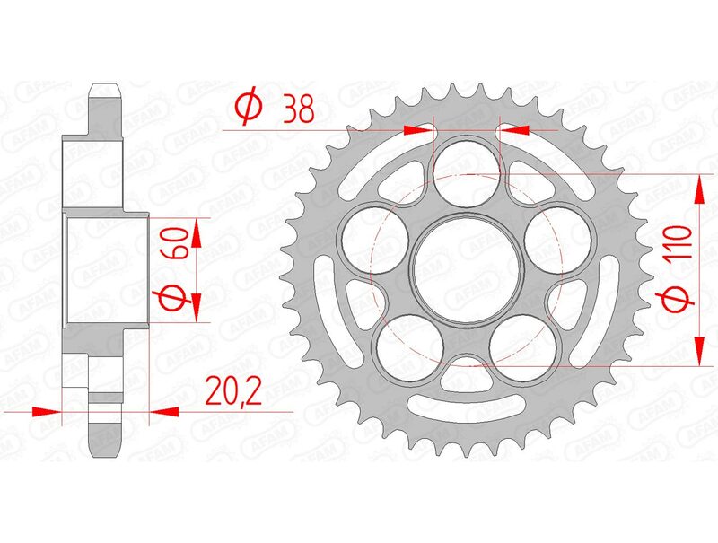 Ducati Monster 1100 [AFAM] - Standardní ocelové řetězové kolo - 525