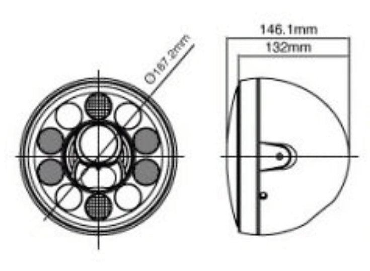 LED-Scheinwerfer "British Style" 7"