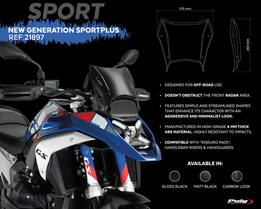 BMW R 1300 GS TROPHY [2025] – cestovní obrazovka – průhledná
