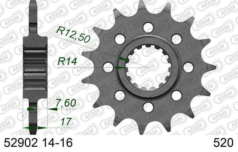 Ducati Panigale V4 [2018-2024] - Kettenkit 520 XHR4 - 16/41-114 - Standard Kettenrad Alu - AFAM-Kettenradträger erforderlich