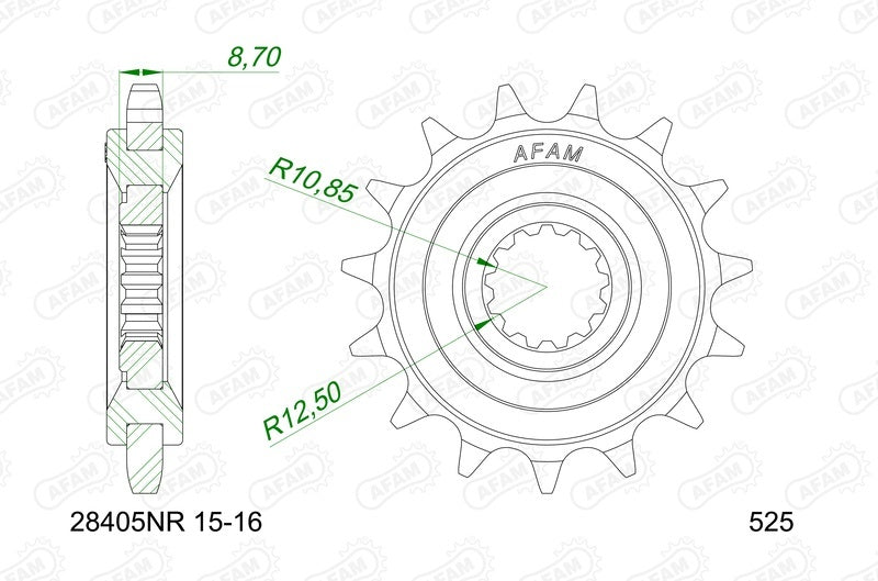 Kawasaki Versys 1100 SE [2025-2026] - Kettenkit 525 XHR4 - 15/42-116 - Standard Kettenrad Stahl