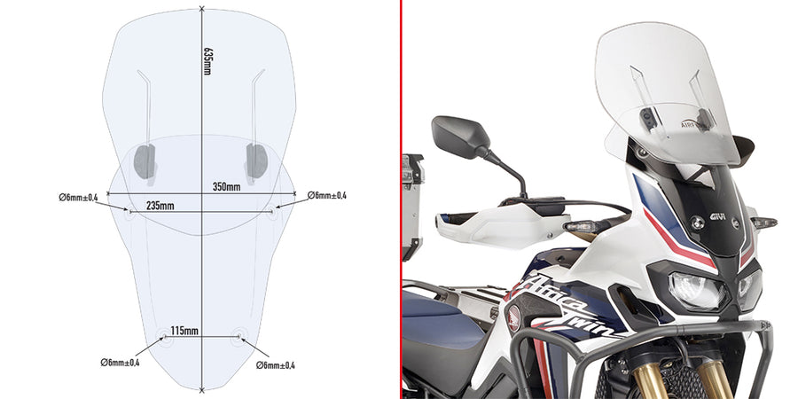 HONDA CRF 1000 L AFRICA TW [2018-2019] - Specifické posuvné čelní sklo