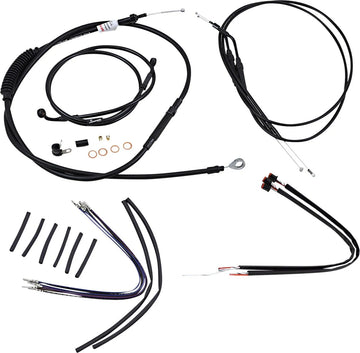 harley davidson sportster 883 iron xl [BURLY BRAND] – kompletní černá vinylová sada lanka/linek na řídítka pro Ape Hangers