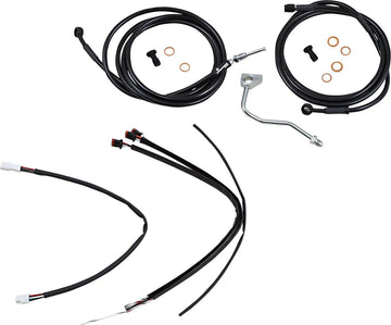 harley davidson flhrxs [BURLY BRAND] – kompletní sada černého vinylového kabelu/lanka na řídítka pro Ape Hanger