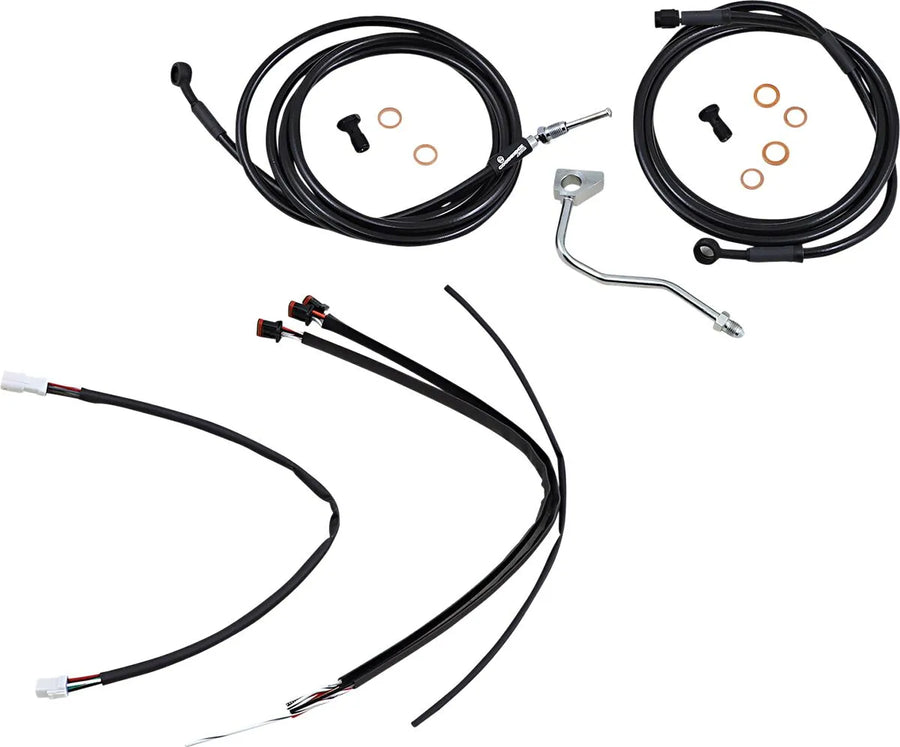 harley davidson flhrxs [BURLY BRAND] – kompletní sada černého vinylového kabelu/lanka na řídítka pro Ape Hanger