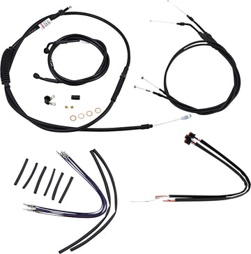 harley davidson sportster 883 iron xl [BURLY BRAND] – kompletní černá vinylová sada lanka/linek na řídítka pro Ape Hangers