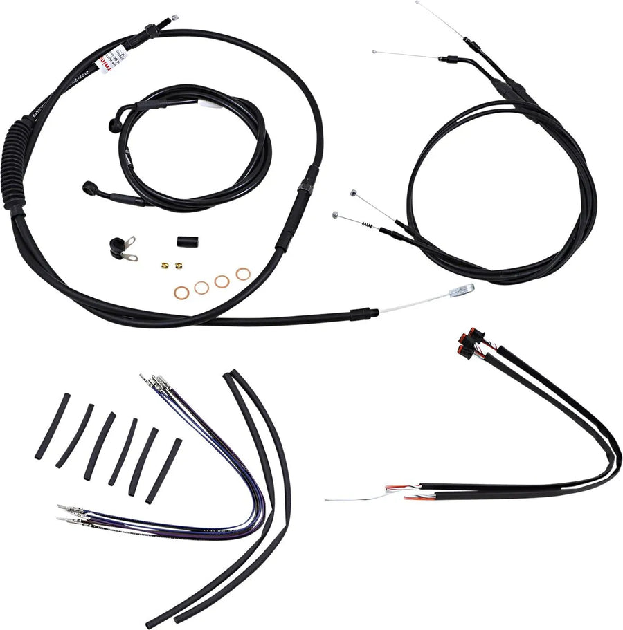 harley davidson sportster 883 iron xl [BURLY BRAND] – kompletní černá vinylová sada lanka/linek na řídítka pro Ape Hangers