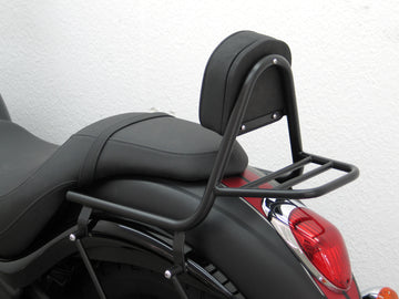 Kawasaki VN 900 Custom [2007-2017] - SISSY BAR vyrobený z potrubí s polštáři a zavazadlový stojan, černá