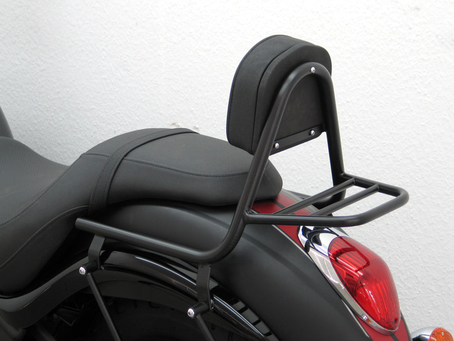 Kawasaki VN 900 Custom [2007-2017] - SISSY BAR vyrobený z potrubí s polštáři a zavazadlový stojan, černá