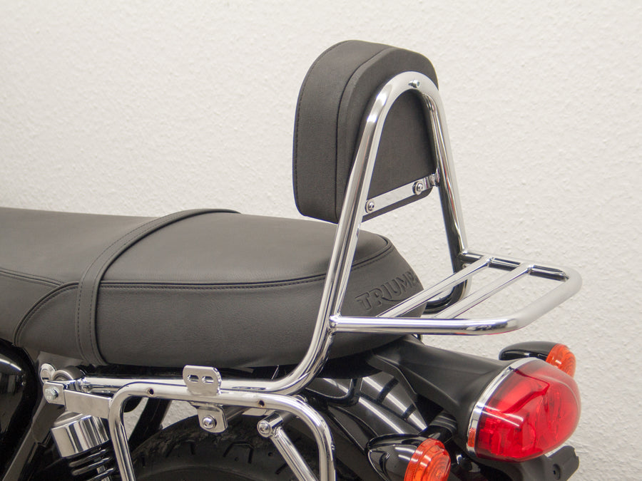 Triumph Bonneville T 100 [2017] - SISSY BAR vyrobený z potrubí s polštáři a zavazadlový stojan