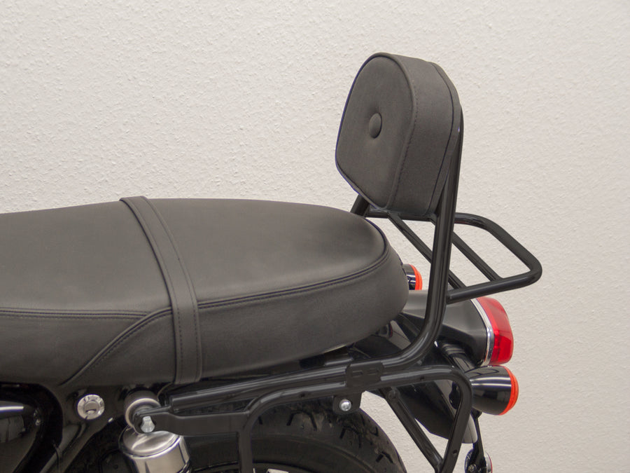 Triumph Bonneville T 100 [2017] - SISSY BAR vyrobený z potrubí s polštářem a zavazadlovým stojanem, černé