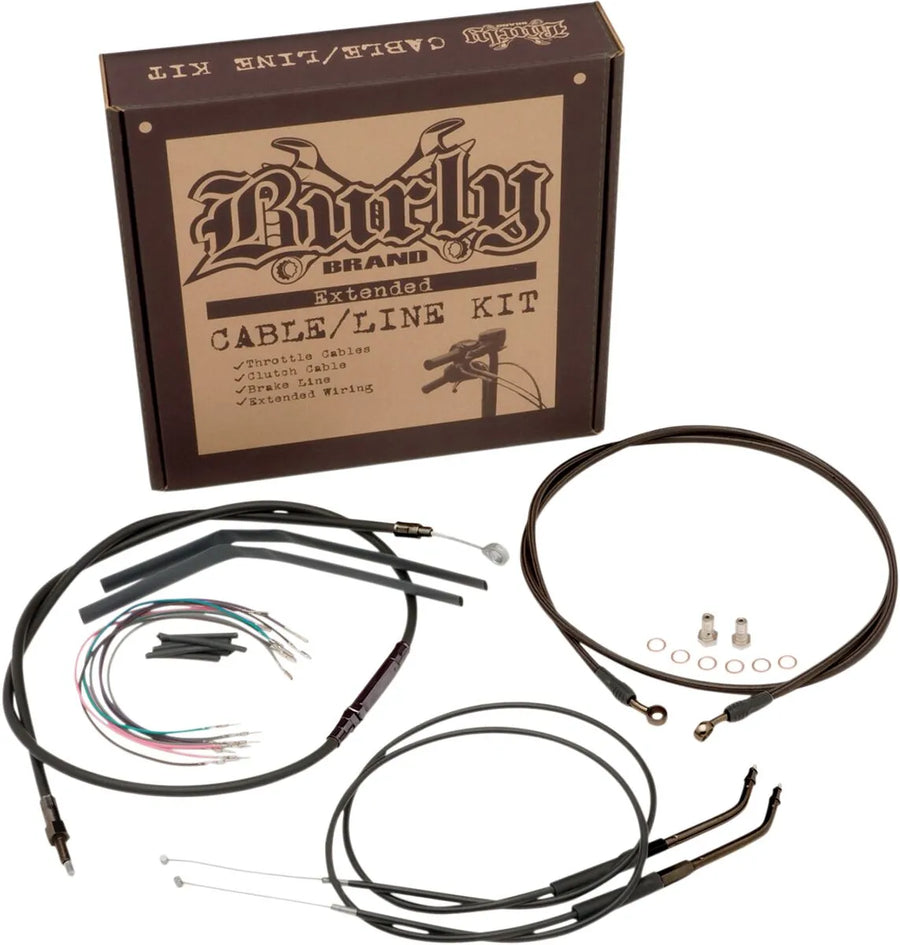 harley davidson fxdwg [BURLY BRAND] - Kompletní sada černého vinylového kabelu/lanka na řídítka pro věšáky Ape