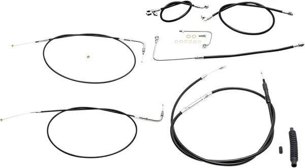 Harley Davidson FLS [LA CHOPPERS] – standardní černá vinylová sada lanka na řídítka/brzdové vedení