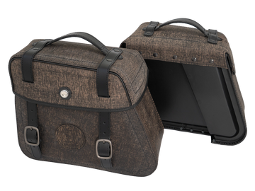 Moto taška [Hepco & Becker] - sada kožených tašek Rugged Cutout 19 L vč. rychloupínák - hnědá - výřez