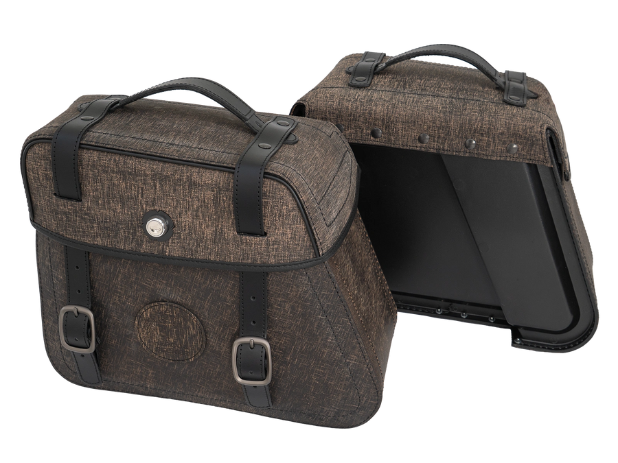 Moto taška [Hepco & Becker] - sada kožených tašek Rugged Cutout 19 L vč. rychloupínák - hnědá - výřez