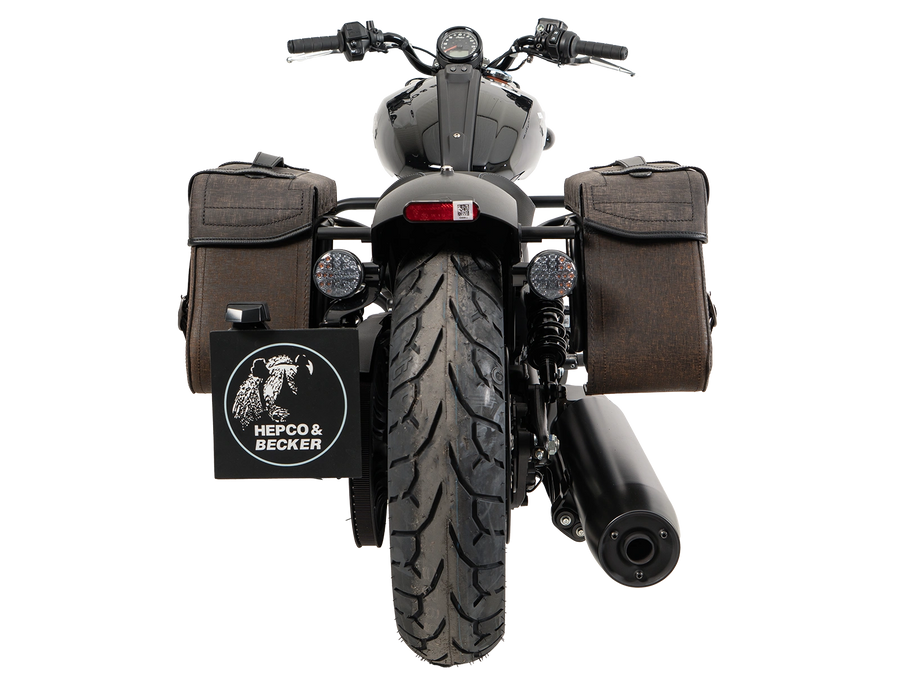 Indian Scout Sixty Classic [2025-2026] - Set: Ledertaschenhalter Cutout schwarz inkl. Rugged Ledertaschen braun