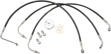 Harley Davidson Flhri [LA CHOPPERS] - Black Braided Brake Line Kit