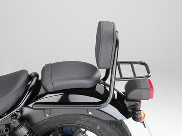 Honda CMX 500 Rebel (PC56A) 2017- [2017] - SISSY BAR vyrobený z potrubí s polštáři a zavazadlový stojan, černá
