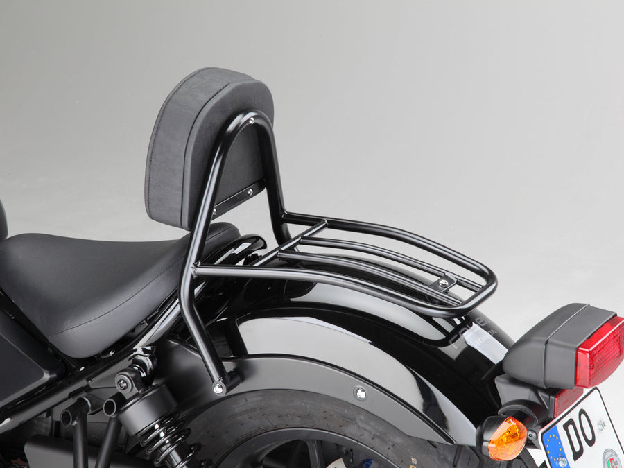 Honda CMX 500 Rebel (PC56A) 2017- [2017] - Driver Sissy Bar s polštáři a zavazadlový stojan, černá