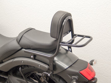 Kawasaki Vulcan S (EN650A) 2015-2020 a (EN650J) 2021- [2015-2020]- SISSY BAR vyrobený z potrubí s polštáři a zavazadlový stojan, černá