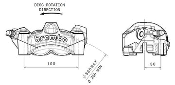Ducati Panigale 1199 [BREMBO] - M50 přední levý brzdový třmen titanový Ø30mm - 0