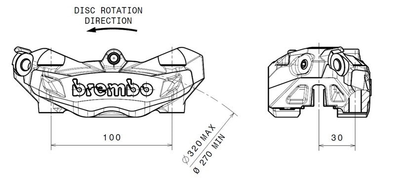 Bmw R 1200 Nine T Scrambler [BREMBO] - M4 brzdový třmen přední levý zlatý Ø32mm