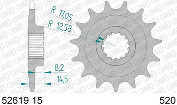 Ducati Monster 937 [AFAM] - Sada řetězu 520XHR2 15/43 Super-vyztužená - Standardní řetězové kolo - 0