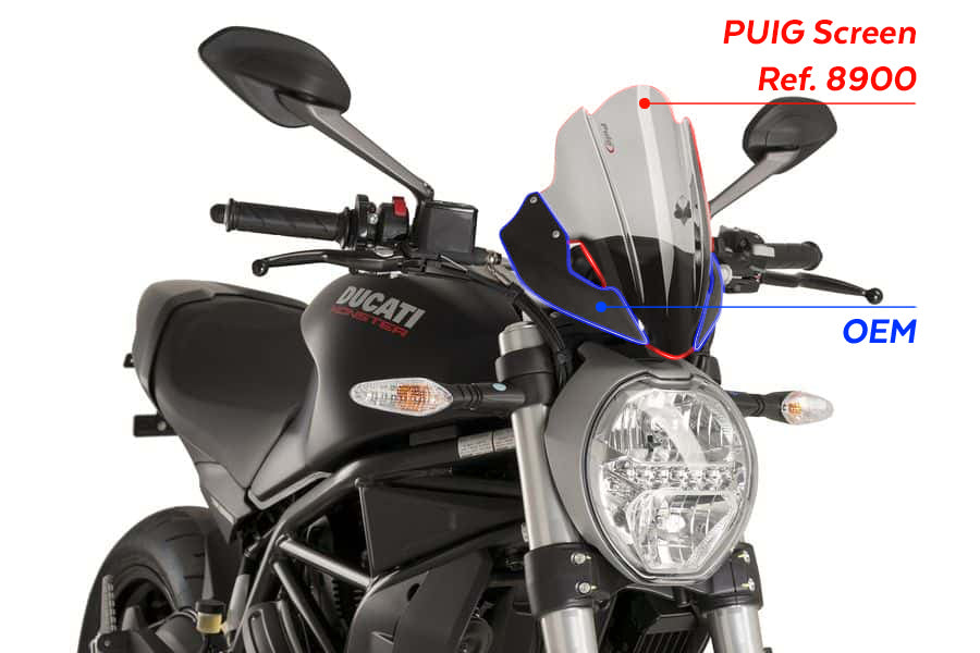 DUCATI MONSTER 821 DARK [2016] – sportovní zástěna – průhledná