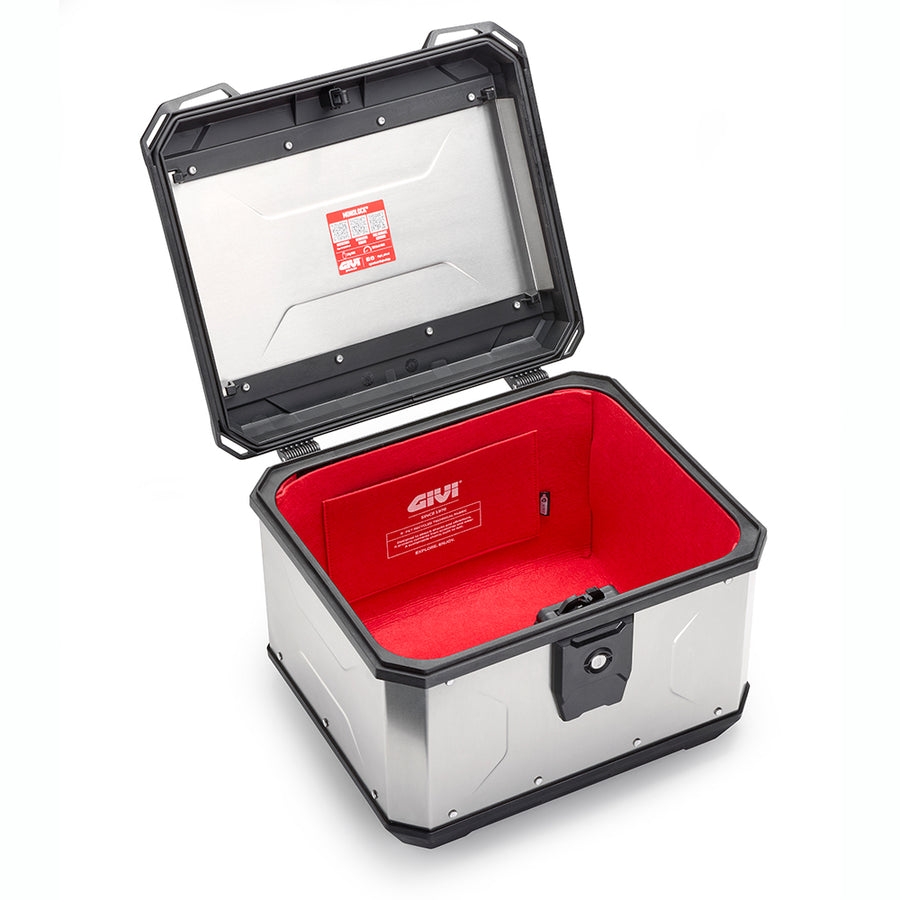 ALPINA Monolock Topcase aus Aluminium natur – 44 Liter, mit Universalplatte und Montagekit