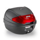 E300 - Monolock horní kufr, 30 L., černý - s červeným reflektorem, s deskou a univerzální sadou