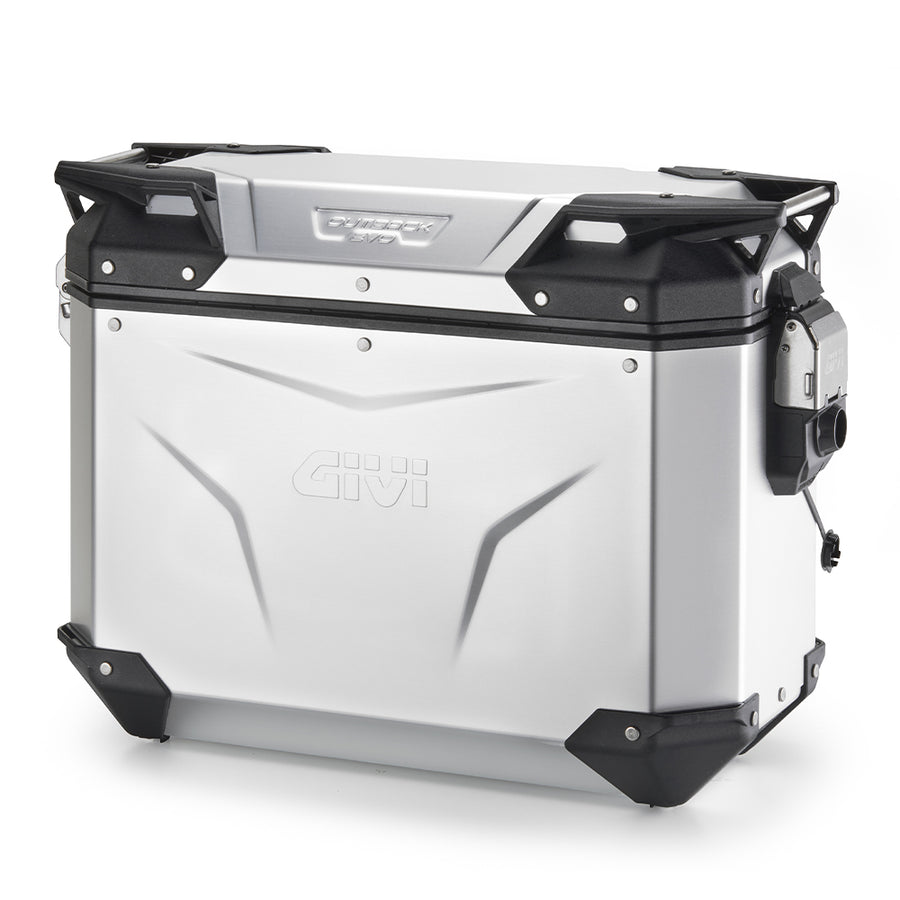 Seitenkoffer Trekker Outback EVO Monokey 37 Liter – Links, aus eloxiertem Aluminium, SMART SEC. LOCK