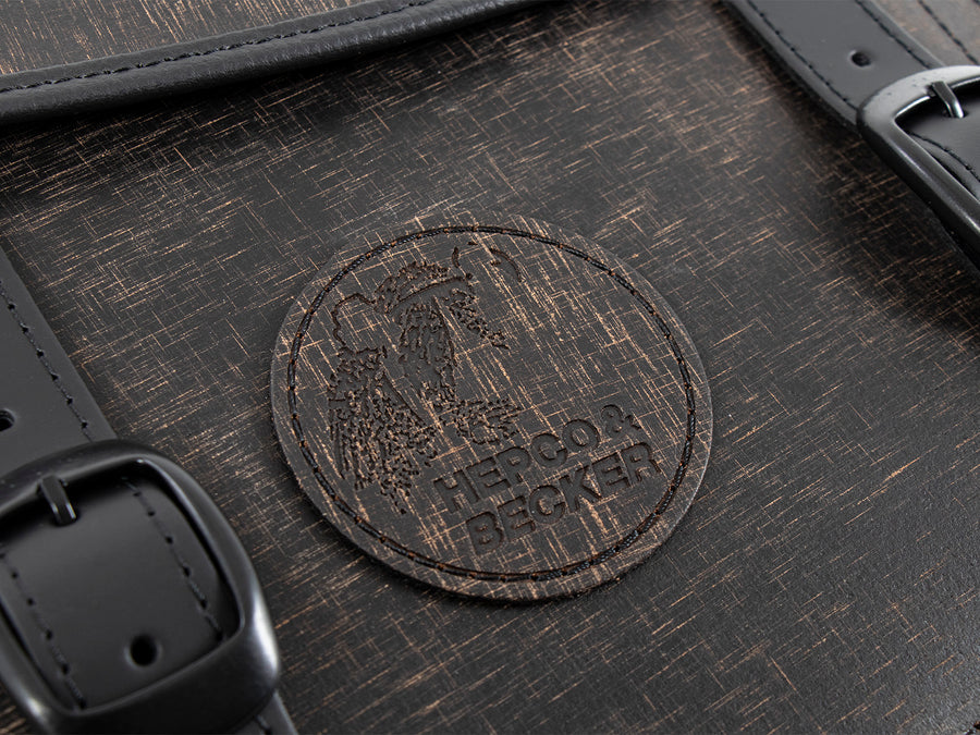 Moto taška [Hepco & Becker] - sada kožených tašek Rugged Cutout 19 L vč. rychloupínák - hnědá - výřez