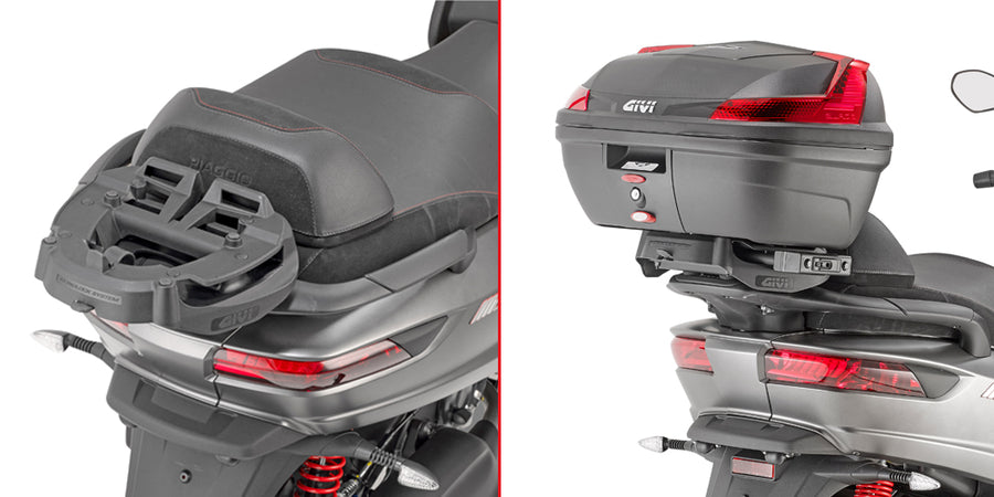 Piaggio MP3 350-400-500 Sport / Business [GIVI] - Nosič horního kufru pro pouzdra MONOKEY® nebo MONOLOCK® pro montáž pomocí