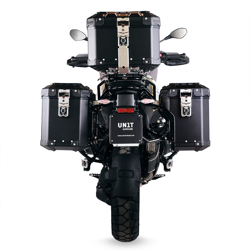 BMW R nineT 1200 Scrambler [2016-2023] - Atlas 44L Universal-Aluminium-Topcase + -Gepäckträger mit Soziusgriffen zur Befestigung der Topcaseplatte