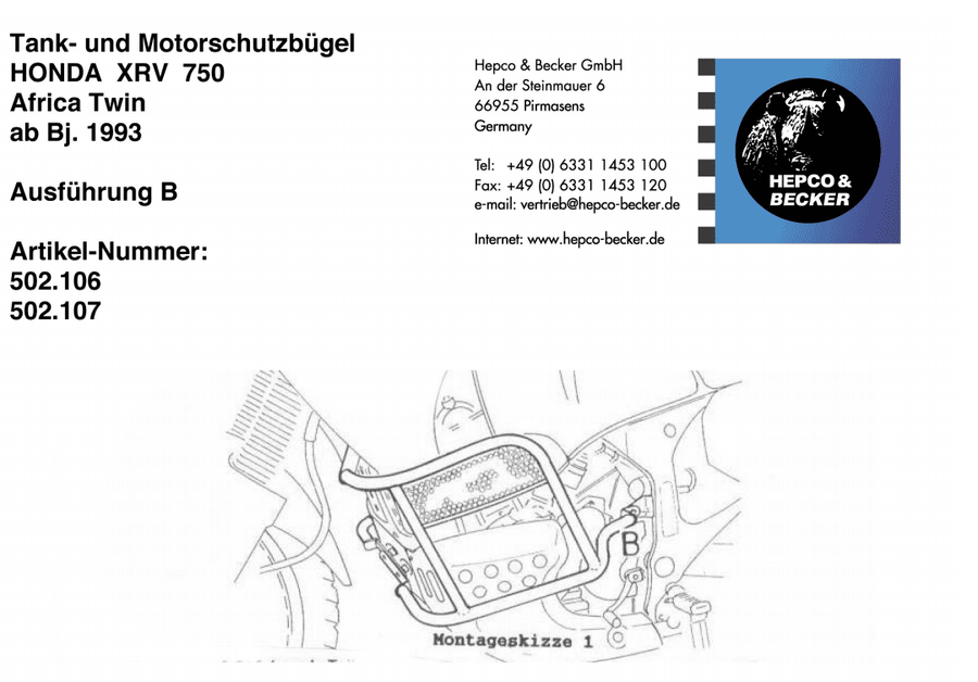 Honda XRV 750 Africa Twin [1993-2003] - Bar pro ochranu motoru