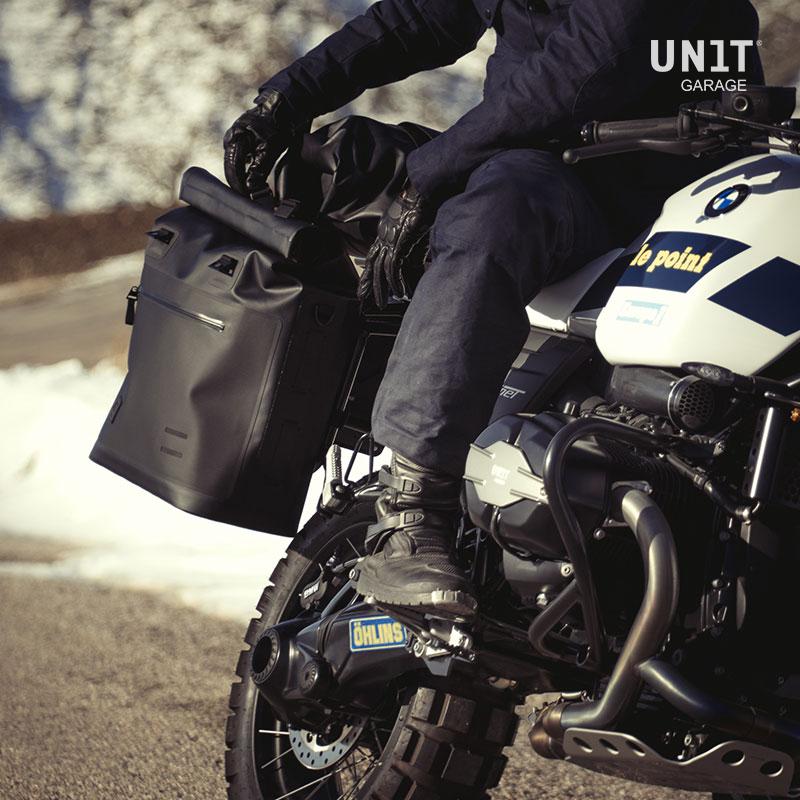 BMW R nineT 1200 Urban G/S (niedriger Auspuff) [2017-2023] - Khali Seitentasche aus TPU 35L - 45L + Aluminiumplatte