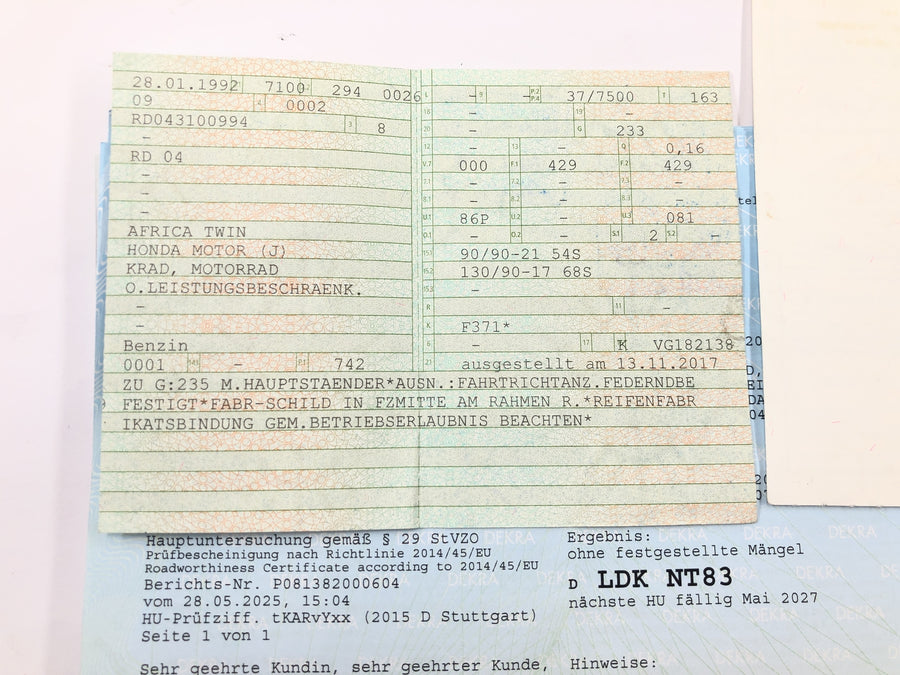 Honda XRV 750 Africa Twin RD04 [1992] - Rámový hlavní rám s doklady k vozidlu
