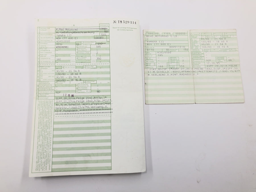 Yamaha TT 600 E 4GV [1995] - Rám hlavního rámu s papíry