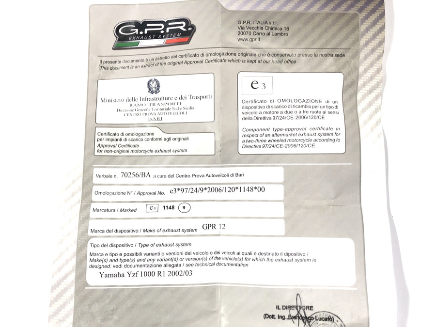 Yamaha YZF R1 RN09 [2003] - Výfuk definovaný Silencer G.P.R.