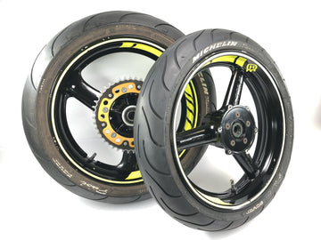 Husqvarna TE 610 H6 8AE [Suzuki RGV 250] - Sada pneumatik na ráfky přední kolo 3,50 x 17 zadní kolo 4,50 x 17 sada s falešnou kopií