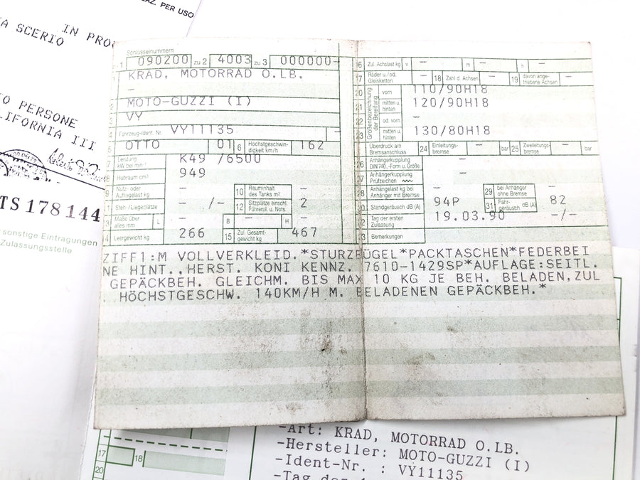 Moto Guzzi California III VY Integrale [1990] - Rám s papíry
