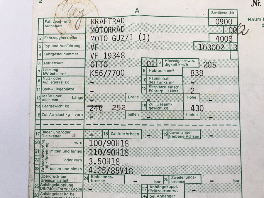 Moto Guzzi 850 Le Mans 3 VF [1986] - rám s papíry