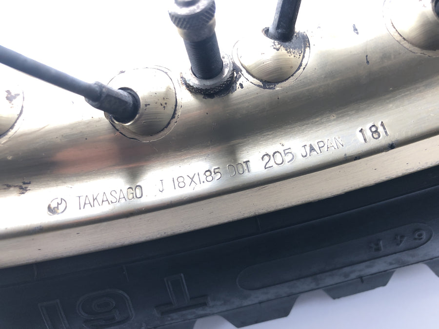 Yamaha XT 500 1U6 [1981] - Zlatý paprskový ráfek zadního kola 1,85 x 18" s bubnovou brzdou
