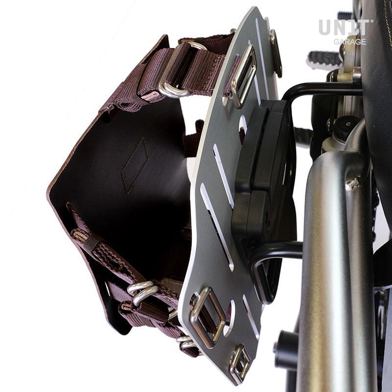 BMW R nineT 1200 Scrambler [2016-2023] - Aluminium-Taschenhalter mit verstellbarer Lederfront, Schnellkupplung und Rahmen